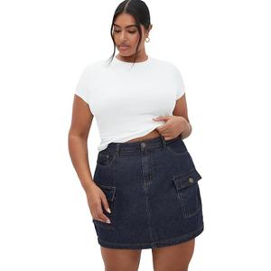 Women’S Summer Denim Skirt High Waist Stretchy Jean Skirt with Pockets Medium 18 Women’S Summer Denim Skirt High Waist Stretchy Jean Skirt with Pockets Medium 18