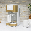 West Bend 12 Cup Hot Iced Coffee Maker (White and Gold)
