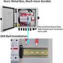PV Combiner Box, 6 String Solar Combiner Box with 15A Rated Current Fuse, Surge Protective Device and 63A Air Circuit Breaker for On/Off Grid Solar Panel System, Pre-Wired Cable, Metal Box