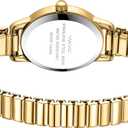Small Gold Watches for Women,Analog Womens Watch with Stainless Steel Expansion Band,Oval Case Roman Dial,Water Resistant