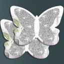 Vesici 2 Pieces Butterfly Shaped Mirror Crystal Crushed Diamond Silver Mirror Silver Wall Decor for Living Room Modern Decorative Artwork for Nursery Wedding Decor(19.69 x 14.57 Inch)