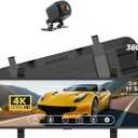 4K Mirror Dash Cam Front and Rear, 10'' Touch Screen Rear Digital View 1080P Mirror Camera for Cars, 170 Night Vision, WDR, 24H Parking Monitoring/Rerverse Assist/Trucks with Voice Control/G Sensor