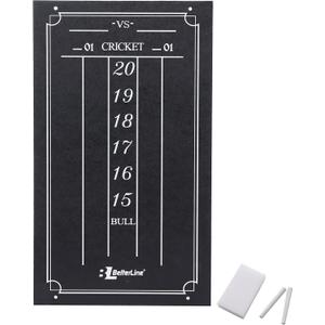 Large Professional Scoreboard Chalkboard for Cricket and 01 Darts Games - 15.5" x 9" Inch (39.3 x 22.9 cm) - Black Board - Eraser and 2 Chalk Pieces Included - by BetterLine