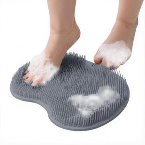 Hands-Free Silicone Foot Scrubber Mat GripCleanse with Suction Cups  Deep Cleaning Foot Brush & Back Massager Pad, Anti-Slip Foot Scrubber Mat for Shower Floor (Gray)