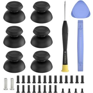 2 x RGEEK Thumbsticks Replacement for PS5 Controller, Analog Stick Joysticks Grip Caps with Repair Kit for PlayStation 5 Dualsense Controller, Black