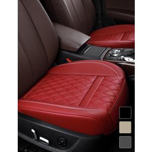1 Pair Luxury Faux Leather Bottom Car seat Covers for Most Cars, SUVs, and Pickup, Waterproof & Durable Seat Cushions for Front Seats, Wine Red