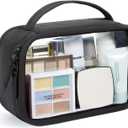 BAGSMART TSA-Approved Toiletry Bag, Large Opening Clear Makeup Bag with Handle, Quart Sized Travel Toiletry Bag, Carry-On Airline Compliant for Men and Women (Black)