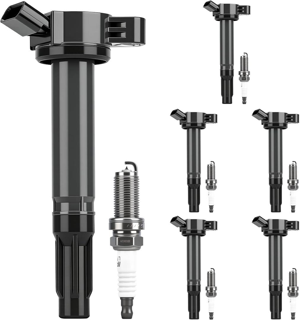 Autoexact Ignition Coil Pack and Iridium Spark Plugs Kit Fit for Toyota 2007-2016 Sienna Highlander Avalon Camry RAV4 4Runner Venza Lexus RX350 ES350 RX450h 3.5L 4.0L V6, Replaces UF487 6619 Set of 6