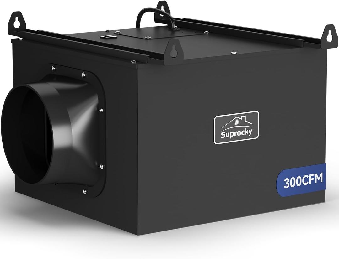 Inline Bathroom Exhaust Fan 300CFM, 6 Inch, Black, VF240, Large