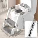 DEEKI Potty Training Seat Upgrade 2 in 1 Toddler Training Toilet Chair Potty Seat with Step Stool Ladder for Baby Kids Boys Girls(Grey)