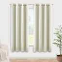 KOUFALL 60 Inches Long Cream Beige Off White Ivory Bay Window Curtains Drapes 2 Panels,60% Blackout Sound Dampening for Living Room Bedroom, Dining Room Windows