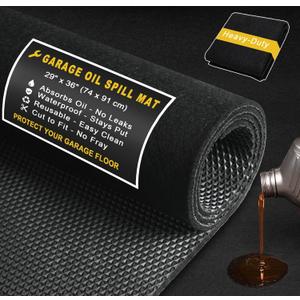 Golener Oil Spill Mat - Garage Floor Mat, Absorbent Oil Pad, Premium Maintenance Mat, Waterproof, Contain Liquid, Protect Garage Surface from Spill & Stain, Reusable, Washable, Durable, Black, 29x36