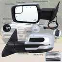 Left Driver Side Mirror Compatible With 2019 2020 2021 2022 2023 2024 2025 2026 Ram 1500 With Power Folding Heated Turn Signal Puddle Light Temperature Sensor Chrome Replace#68462769AB(8+6Pins)