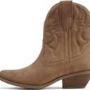 Soda Women Cowgirl Cowboy Western Stitched Ankle Boots Pointed Toe Short Booties Rigging-S (Wide Fit) (9, Taupe Nubuck)