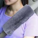 Boao 4 Pack Faux Sheepskin Car Seat Belt Pads Seatbelt Protector Soft Seat Belt Shoulder Strap Cover Comfort Harness Pad(Dark Gray, 9.9 Inch)