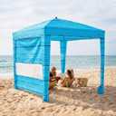 UPWELL Beach Tent Easy Set Up Canopy Sun Shelter Shade with UPF 50+UV Protection Portable Beach Umbrella Outdoor Sunwall with Sand Pockets for Fishing Backyard Camping (Deep Sea Blue), 5.9 ft x 5.9 ft