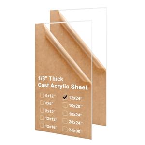 KINLINK 12x24 Plexiglass Sheets 1/8 inch Thick, 3mm Clear Cast Acrylic Sheet, Plastic Board for DIY Project, Craft, Window Glass, Table Top, Picture Frame, Acrylic Sign and Wedding Invitation 2 Pack