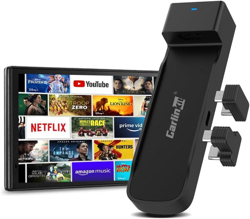 Carlinkit FireDrive Link Pro - Stream Fire TV Stick in Your Car via Wired CarPlay Conversion, Perfect for Long Drives and Road Trips, Compatible with Wired CarPlay Vehicles(Not Included TV Stick!)