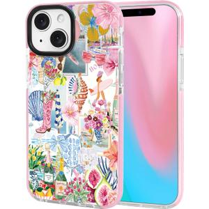 ChiCsFleur for iPhone 13 / iPhone 14 Case, TPU Phone case with Camera Protection for Girls Teens - Y2K Coastal Cowgirl Collage Colorful Disco Cowboy Hot Girl Lemon Pink Blue Sorority Aesthetic Unique