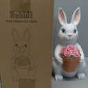 Brightever Solar Powered Outdoor Garden Statues- Rabbit with Flowers and 5 Colorful LED Lights, 11.8IN Outdoor Figurine Lights, Solar Garden Bunny Statue for Mom, Women, Female