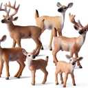 6 Pack Forest Animal Deer Figures Toy, Woodland Animal Figurine Party Supplies Christmas Buck Doe Fawn for Baby Shower Birthday Wedding