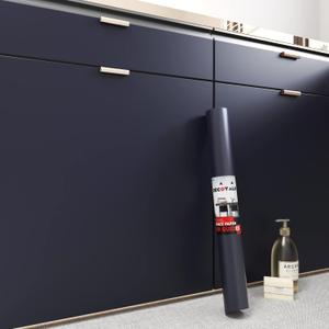 Decotalk 30"x120" Dark Blue Wallpaper Peel and Stick Wallpaper Blue Contact Paper for Cabinets Self Adhesive Wall Paper for Walls Removable Vinyl Wrap for Bedroom Decorative Solid Color Vinyl (30" x 120")