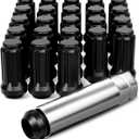 Orion Motor Tech M14x1.5 Lug Nuts Black with Spline Tuner, XL 2 inches Length Conical Wheel Nut, Compatible with Chevy GMC Ford Cadillac Lincoln SAAB Saturn Silverado 1500 Savana, Set of 24