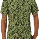 Amazon Essentials Mens Slim-Fit Short-Sleeve Two-Pocket Utility Shirt (Small, Green Camo Print)