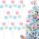 DoubleFill 10 Pcs Pastel Christmas Tree Picks Decoration 11.8'' Gitter Macaron Candy Picks for Christmas Tree Topper Branches Ornaments Vase Filler Xmas Home Decor New Year Gifts
