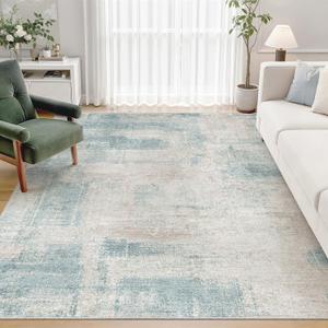 zesthome 5x7 Area Rugs - Stain Resistant Washble Rug, Modern Abstract Rugs for Living Room, Bedroom, Super Soft Area Rug, Low Pile, Entryway Rug (Blue, 5'x7')