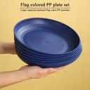 Berglander EUR Blue Plastic Plates Set of 12 Pieces 9", Reusable and Sturdy Unbreakable Dinner Plates, Salad Plates, Pasta Bowls, Dishes for Home, Kid, Light Weight Easy Carry for Picnic, Camping (8. EUR Color)