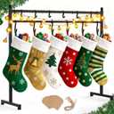 OPKING Christmas Stocking Stand 42 Inch with 12 Hooks and 8 Name Tags, Stable Metal Christmas Stocking Holder for Home, Holiday Decor Hanger Display for Floor