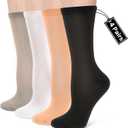 Compression Crew Socks for Women Thin Lightweight (15-20 mmHg) for Athletic Nurse Circulation Support Socks, 4 Pairs (Large-X-Large, 01- Black/White/Grey/Pastel Orange)