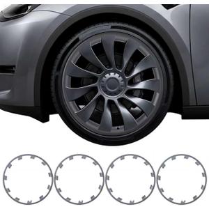 Wheel Rim Protector for Model Y2020-2024 21 inch Überturbine Wheels, ABS Hubcap Trims,Easy Snap-on Installtion, Scratch Prevention, Styling Upgrade Model Y Accessories (Gunpowder set of 4)