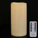 4" x 8" Waterproof Outdoor Flameless Candles with Remote and Timer, Battery Operated LED Flickering Plastic Pillar Candles for Lantern, Wedding, Porch, Ivory, Pack of 1