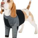 LeLePet Dog Recovery Suit for Front Legs, Dog Sleeve to Stop Licking, Elbow Protector for Leg Injuries Shoulder Wounds After Surgery Male Female,Zippered Long-Sleeved Shirt Cone Alternative(M) (Black)