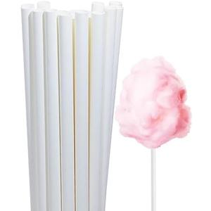 Cotton Candy Cones Penta Angel 24Pcs 11.8" Cotton Candy Holder Stick Paper Straw Cones for Birthday Wedding Party Candy Making (White-24pcs)