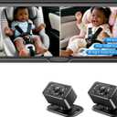Dual Baby Car Camera for 2 Kids - 6.86 Inch IPS AHD 1080P Split Screen Monitor with 2 Backseat Cameras, Cigarette Lighter & USB Powered, IR Night Vision, 360 Rotatable, Double Rear-Facing Mirror