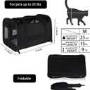 Cat Carrying Case - Pet Carrier Airline Approved, Portable and Breathable Pet Travel Carrier Removable Fleece Pad, Collapsible Cat Carrier Dog Carrier for Medium Cats Small Cats Dogs(Medium, Black)