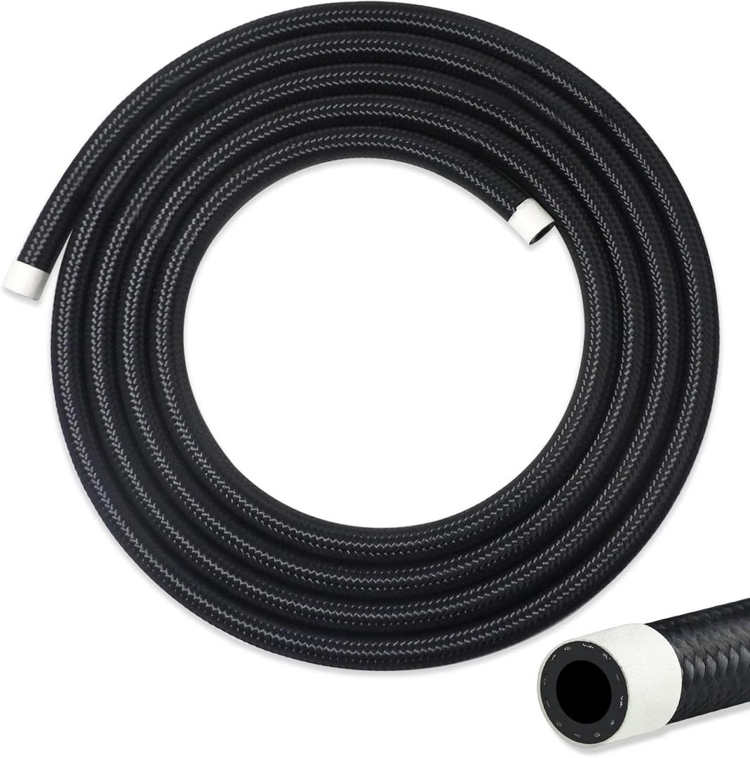 VWTNI 6AN Fuel Line, 6AN 3/8 inch CPE Fuel Hose, 10FT Transmission/Oil Cooler Lines, Nylon Braided Fuel Line Hose.