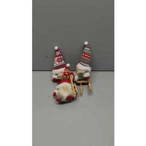 Gehydy Christmas Gnomes Decorations Set of 3 Mini Gnomes Ski with Sled Handmade Scandinavian Tomte Knomes Nomes Santa Xmas Decor for Home Kitchen Farmhouse Tiered Tray
