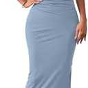 BTFBM Women's Ruched Bodycon Dress Summer Casual Sleeveless Lightweight Back Slit Elegant Club Party Cocktail Maxi Dresses S