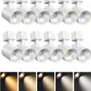 ALAMPEVER 12 Pack LED Track Lighting Heads, Dimmable J Type LED Track Lights with 5 Selectable Color Temperatures, 2700K/ 3000K/ 3500K/ 4000K/ 5000K, 10W, 800LM, 36°, Ideal for Home Commercial Use, White