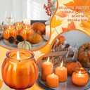 2 Pack Pumpkin Shaped Scented Candles Fall Pumpkin Spice Candles Decor Natural Soy Wax Candle for Home Autumn Halloween Thanksgiving Gift Farmhouse Decoration (Orange)
