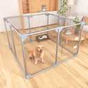Acrylic Dog Playpen Dog Playpen Indoor Puppy Pen Pets Fence Puppies Cage10 Panels for Puppies Dog Play Pens for Dogs Indoor (8)