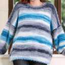Snowbaby Wool Acrylic Blend Long Pile Yarn,(Worsted) Luxurious Fuzzy Multicolor Gradient Yarn for Knitting and Crocheting Hat Scarf Sweater, 2 * 3.52oz/100g 207yds(Blue Sea Dark Clouds)