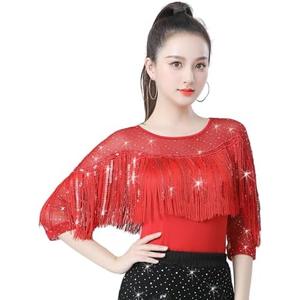 Women's Latin Dance Tops, Ballroom Dance, Modern Dance Clothes, Jitterbug Sequined Dance Clothes