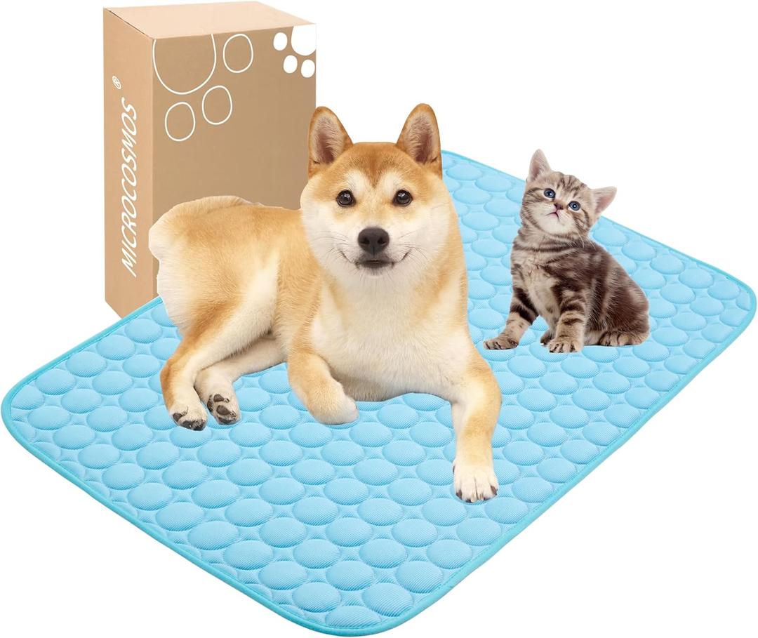 MICROCOSMOS Summer Cooling Mat & Sleeping Pad- Water Absorption Top, Materials Safe, Easy Carry, EZ Clean. Keep Cooling for Pets, Kids and Adults.(Blue, 28" x 22") MICROCOSMOS Summer Cooling Mat & Sleeping Pad- Water Absorption Top, Materials Safe, Easy Carry, EZ Clean. Keep Cooling for Pets, Kids and Adults.(Blue, 28" x 22")