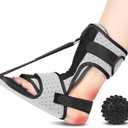 Plantar Fasciitis Night Splint with Massage Ball for Plantar Fasciitis Relief, Comfortable Plantar Fasciitis Brace for Achilles Tendonitis Heal Spur Foot-drop Flat-arch, Free Size for Men and Women - Gray