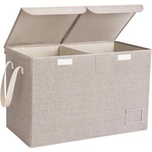 StorageWorks Toy Bin with Flip-Top Lids, Large Chest Storage for Living Room, Nursery Room, Playroom, Organizer for Kids, Brown and Beige (24.75"L x 13"W x 16"H)